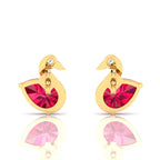 Ruby Duck Style Gold Plated Studs Earrings