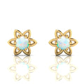 Floral Gold Plated Opal Studs Earrings