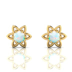 Floral Gold Plated Opal Studs Earrings