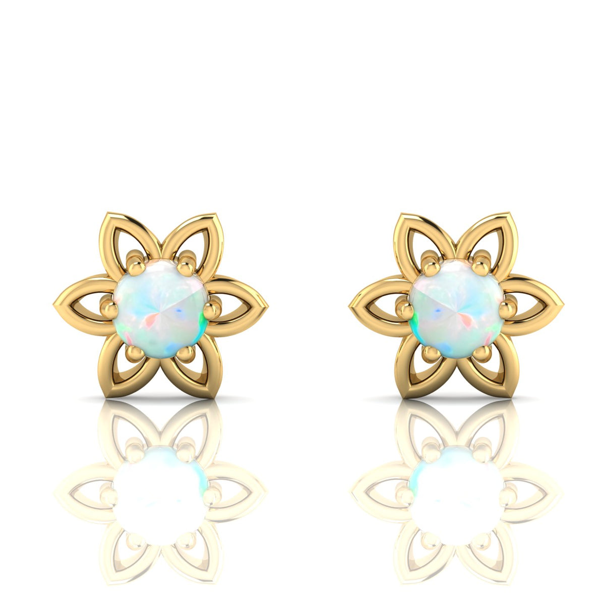 Floral Gold Plated Opal Studs Earrings