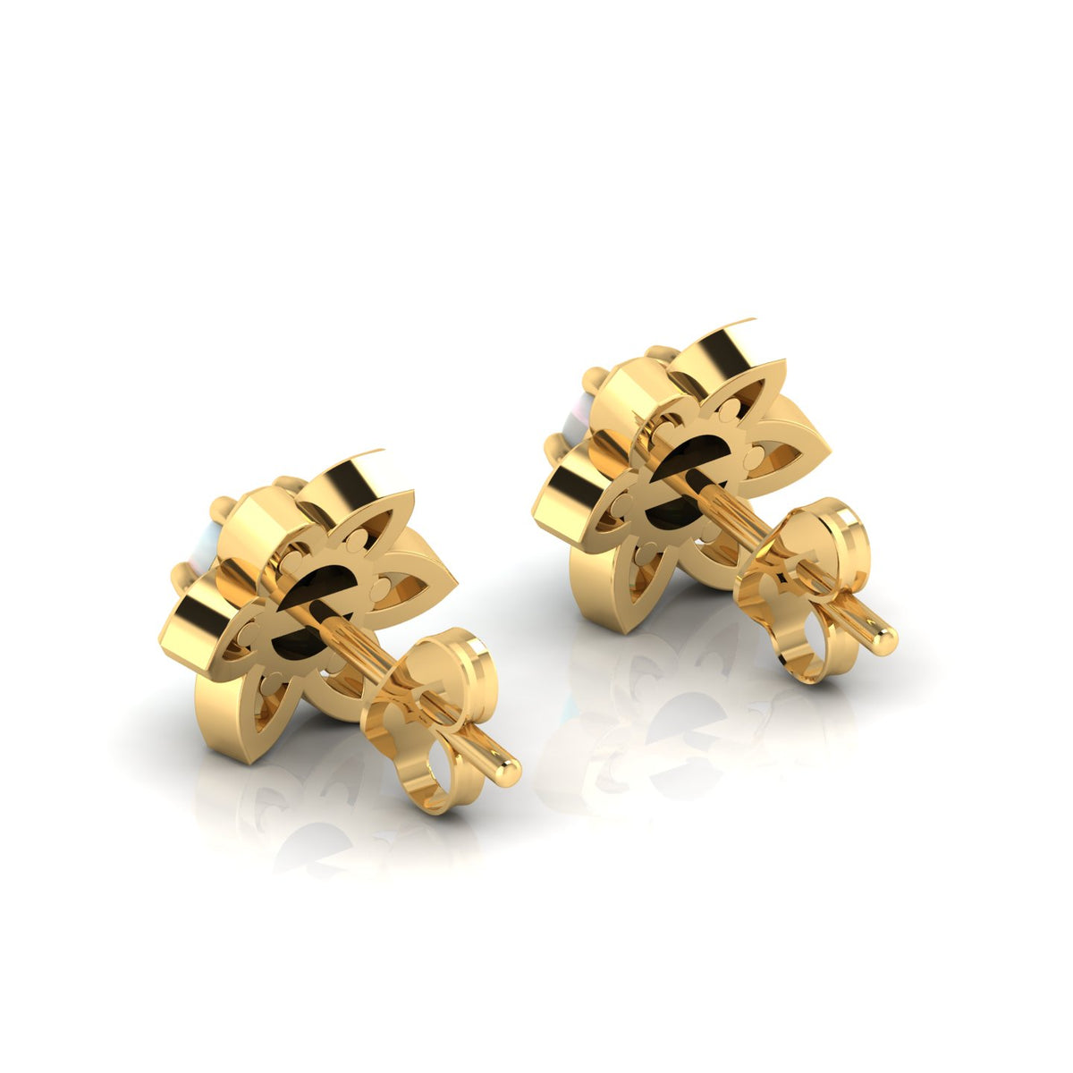 Floral Gold Plated Opal Studs Earrings