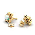 Floral Gold Plated Opal Studs Earrings