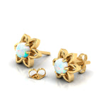 Floral Gold Plated Opal Studs Earrings