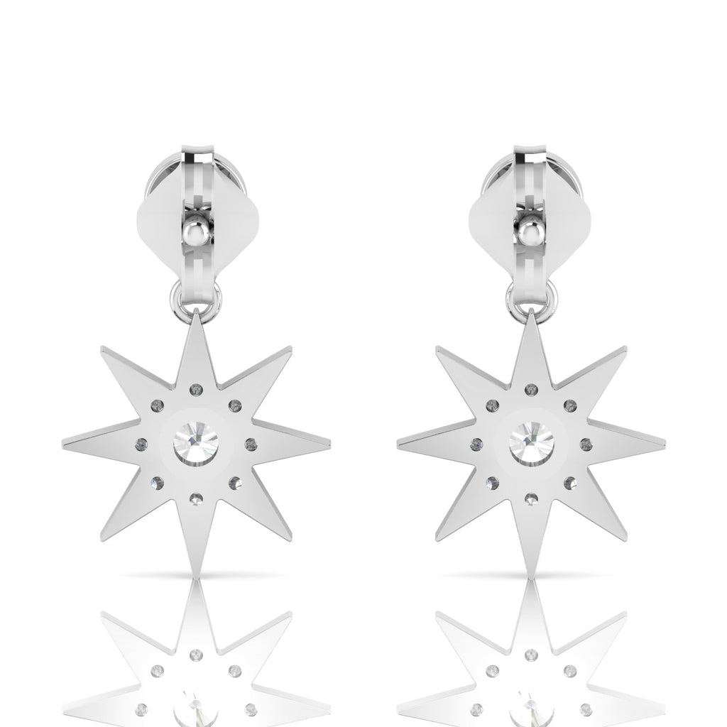 Sterling Silver Starburst Drop Round Opal Earrings