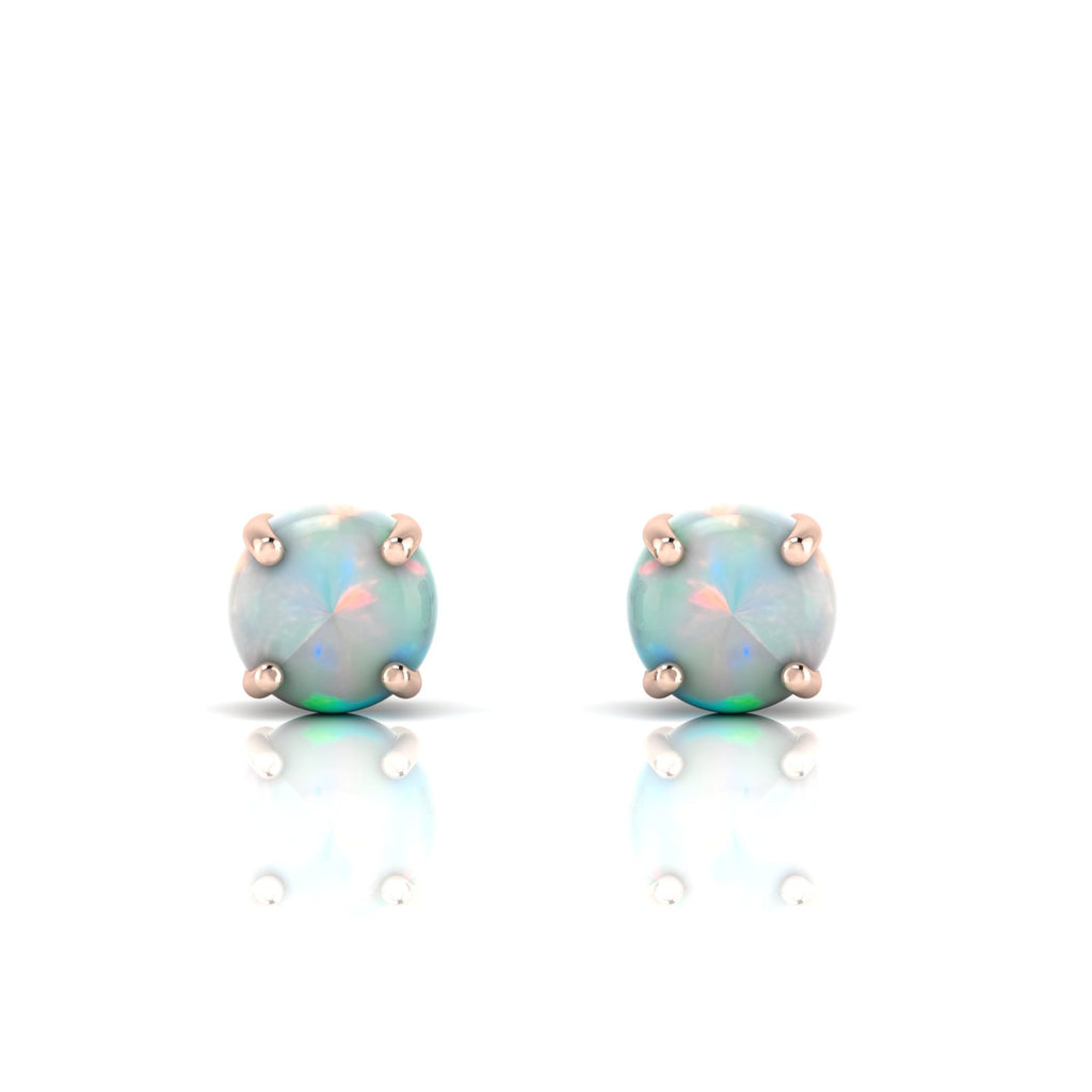 Round Opal Rose Gold Plated Stud Earrings