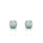 Round Opal Rose Gold Plated Stud Earrings