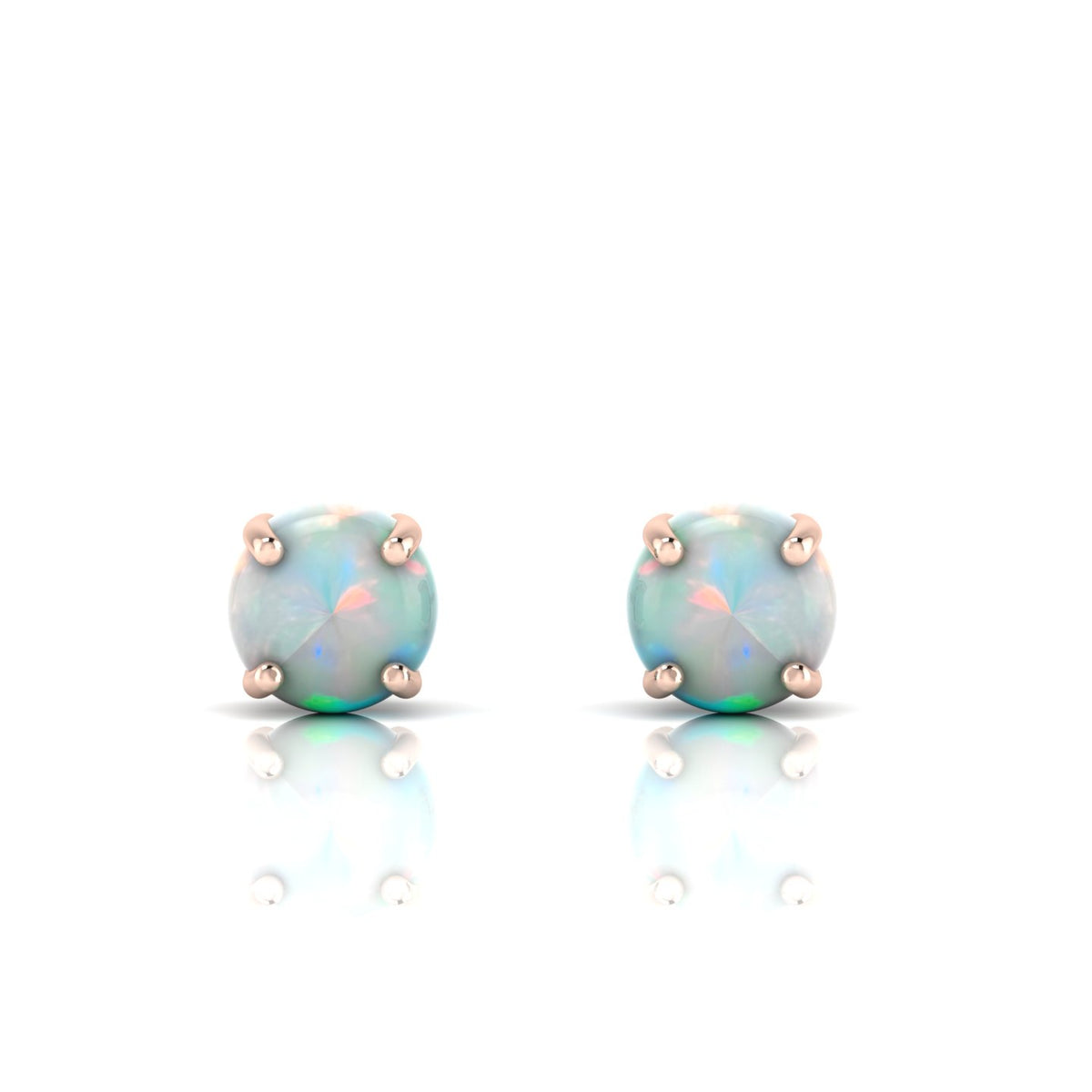 Round Opal Rose Gold Plated Stud Earrings
