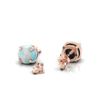 Round Opal Rose Gold Plated Stud Earrings