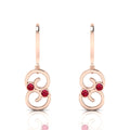 Rose Gold Plated Wire Hook Drop Round Ruby Earrings