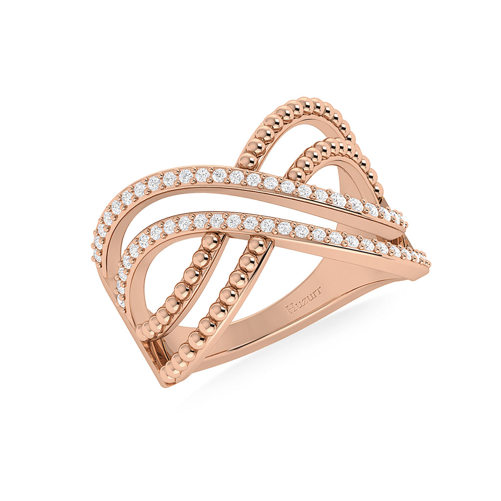 Multi-Tier Rose Gold Plated Band Diamond Ring