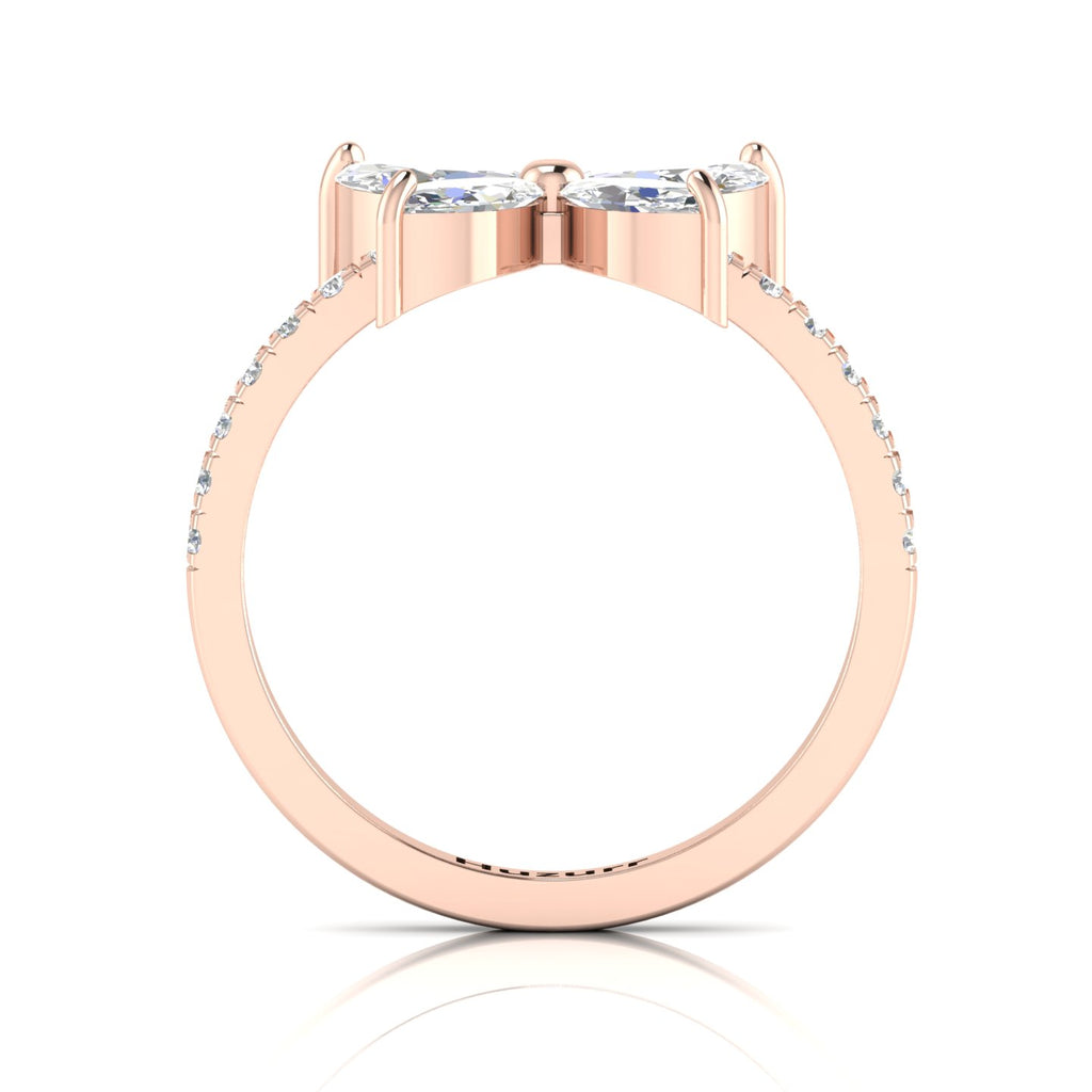Simple Sparkling Rose Gold Plated Diamond Butterfly Ring
