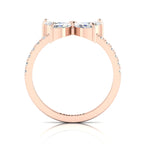 Simple Sparkling Rose Gold Plated Diamond Butterfly Ring