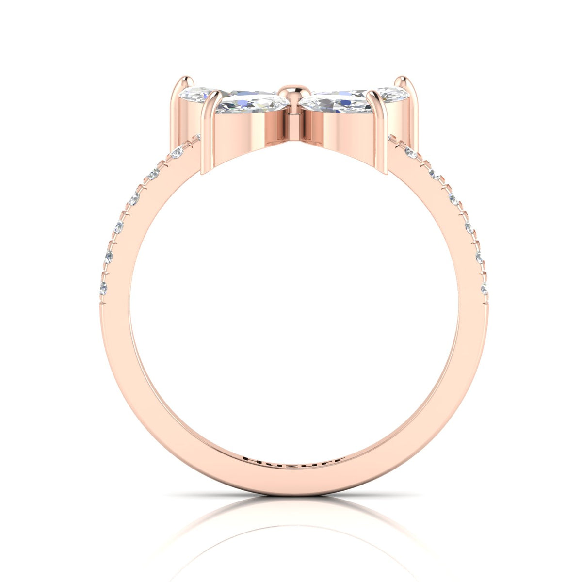 Simple Sparkling Rose Gold Plated Diamond Butterfly Ring