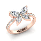 Simple Sparkling Rose Gold Plated Diamond Butterfly Ring