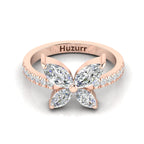 Simple Sparkling Rose Gold Plated Diamond Butterfly Ring