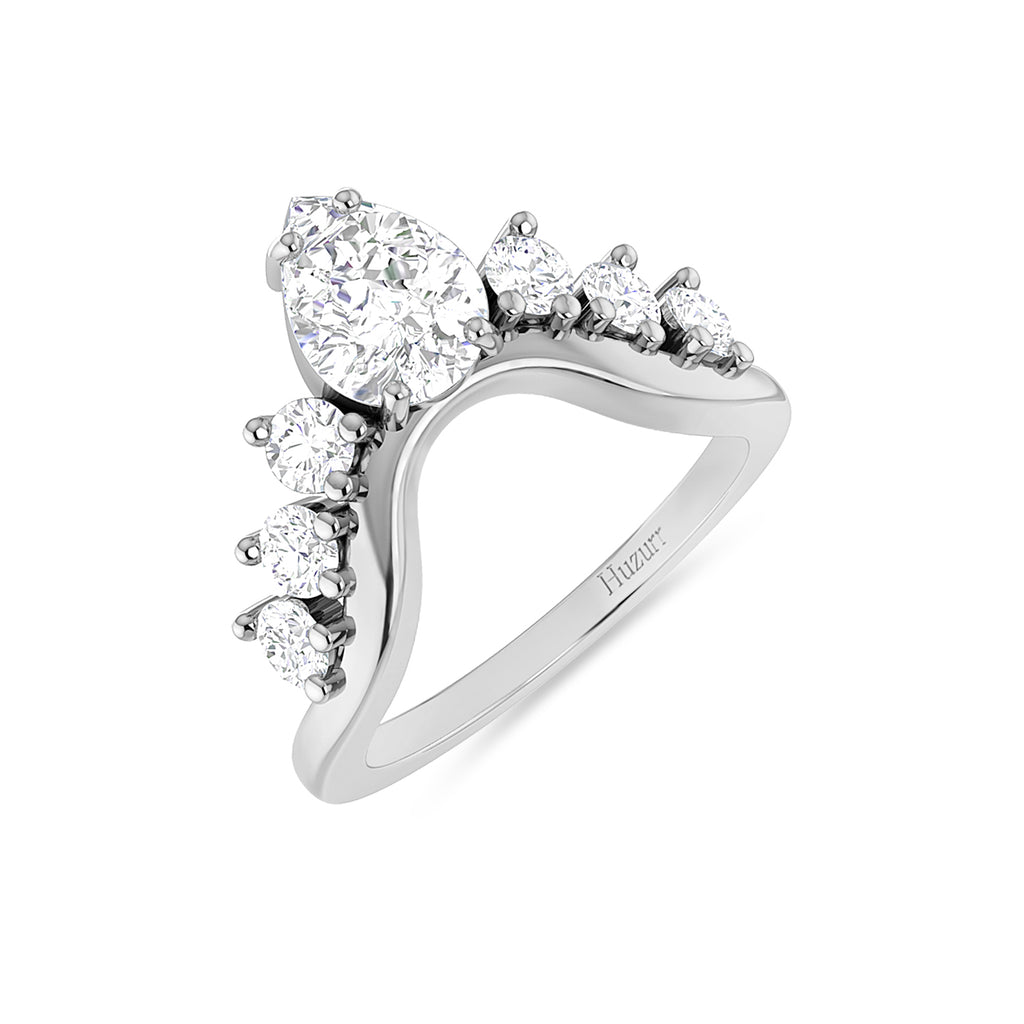 Silver Crown Diamond Ring