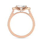 Oval Diamond Solitaire Halo Rose Gold Plated Ring