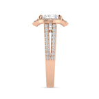 Oval Diamond Solitaire Halo Rose Gold Plated Ring