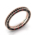 Rose Gold Plated Black Diamond & Garnet Eternity Band Ring