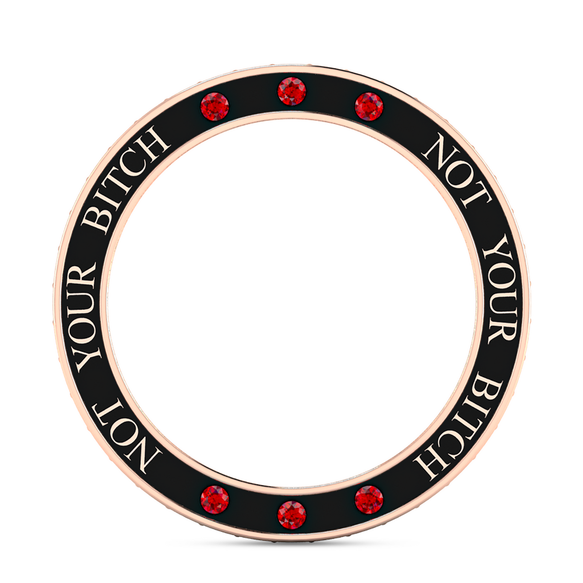 Rose Gold Plated Black Diamond & Garnet Eternity Band Ring