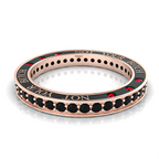 Rose Gold Plated Black Diamond & Garnet Eternity Band Ring
