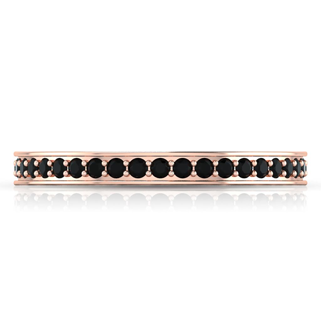 Rose Gold Plated Black Diamond & Garnet Eternity Band Ring