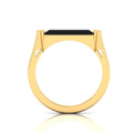Baguette-Cut Black Diamond Gold Plated Bar Ring