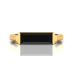 Baguette-Cut Black Diamond Gold Plated Bar Ring