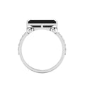 Baguette-Cut Silver Parallel Split Black Diamond Solitaire Ring