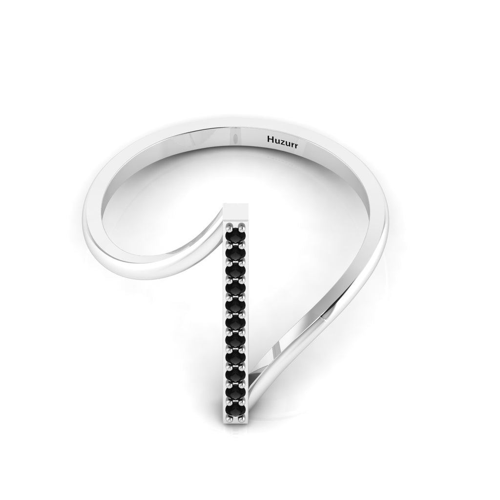 Black Diamond Silver Vertical Bar Ring
