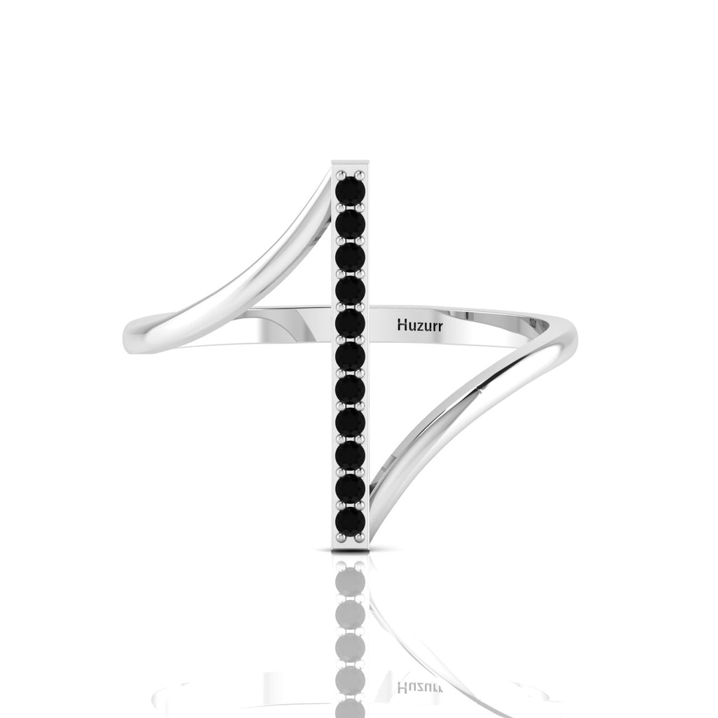 Black Diamond Silver Vertical Bar Ring