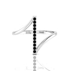 Black Diamond Silver Vertical Bar Ring
