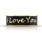 Gold Plated Black Enamel I Love You Band Ring