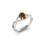 Oval-Cut Coffee Diamond 925 Silver Infinity Twisted Ring