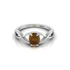 Oval-Cut Coffee Diamond 925 Silver Infinity Twisted Ring