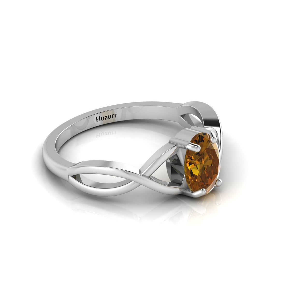 Oval-Cut Coffee Diamond 925 Silver Infinity Twisted Ring