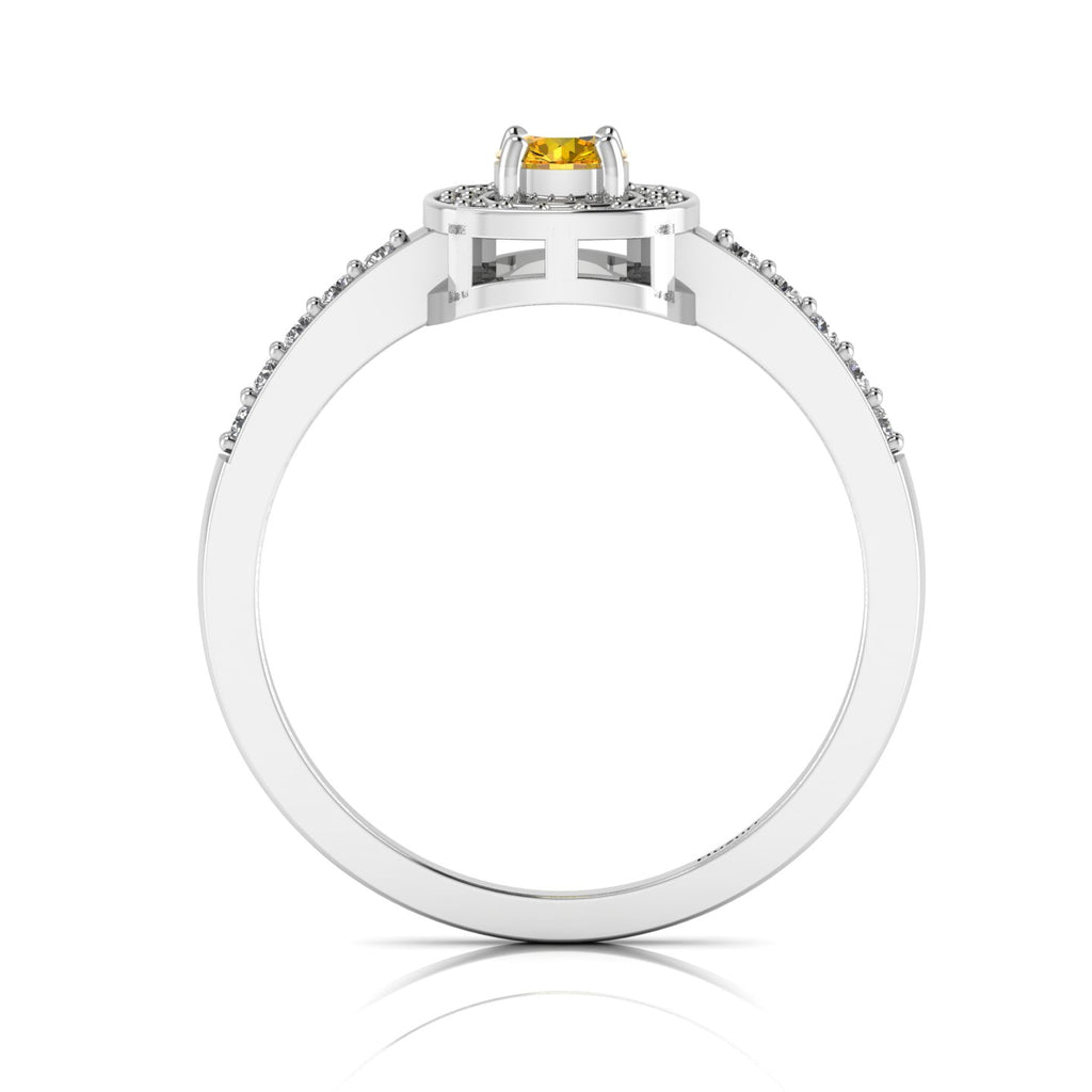 Round-Cut Coffee Diamond Silver Solitaire Ring