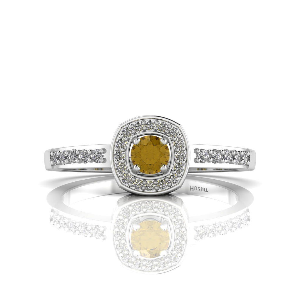 Round-Cut Coffee Diamond Silver Solitaire Ring