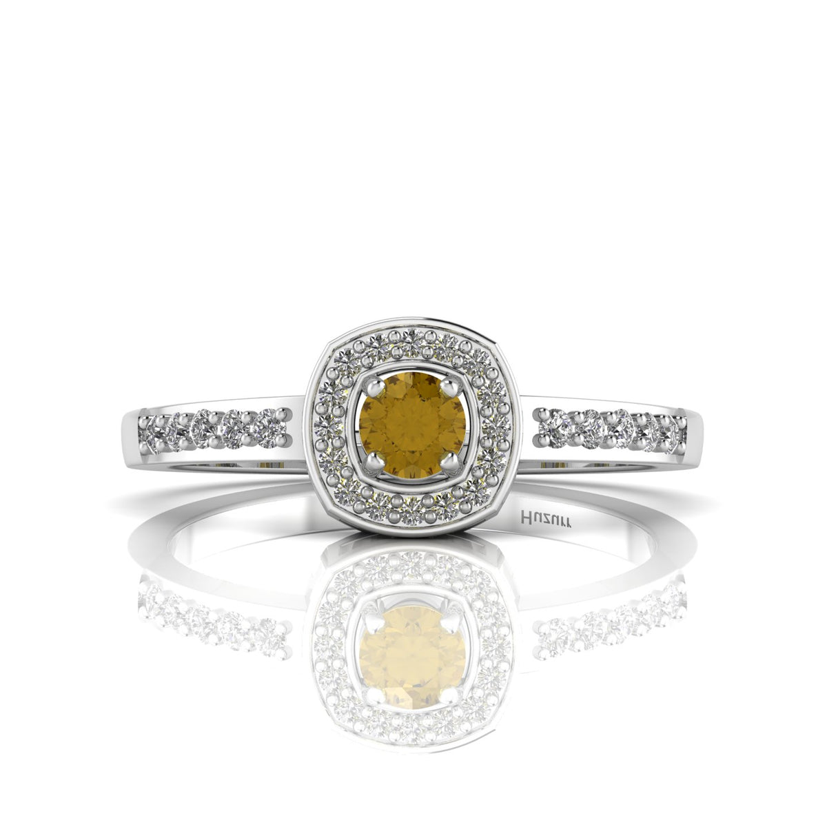 Round-Cut Coffee Diamond Silver Solitaire Ring