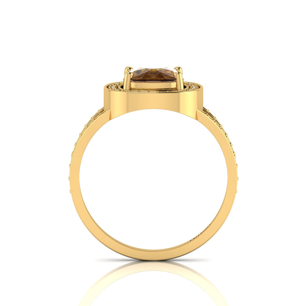 Cushion-Cut Coffee Diamond Gold Plated Solitaire Ring