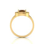 Cushion-Cut Coffee Diamond Gold Plated Solitaire Ring