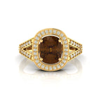 Cushion-Cut Coffee Diamond Gold Plated Solitaire Ring