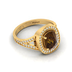 Cushion-Cut Coffee Diamond Gold Plated Solitaire Ring