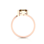 Princess Cut Coffee Diamond Wave Solitaire Rose Gold Plated Ring