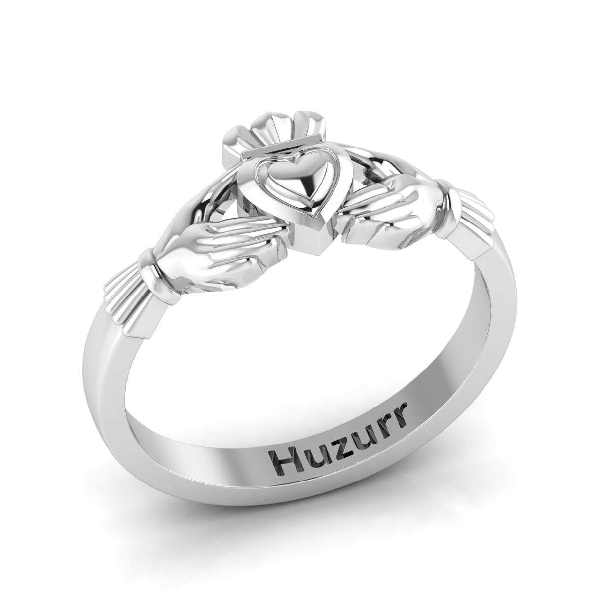 Heart Crown Two Tone Sterling Silver Claddagh Ring