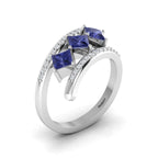 Princess-Cut Tanzanite 925 Silver Three Stone  Ring