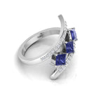 Princess-Cut Tanzanite 925 Silver Three Stone  Ring
