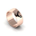 Deer Engraved Band Black Enamel Rose Gold Plated Ring