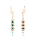 Wavy Line Emerald Rose Gold Plated Drop Earrings