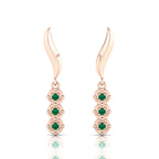 Wavy Line Emerald Rose Gold Plated Drop Earrings
